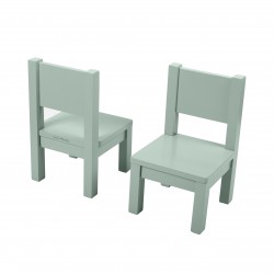 Lot de 2 Chaises Enfant en bois Vert Sauge 4-7 ans