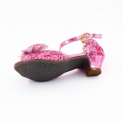Chaussures Mules à Nœuds et Paillette Rose