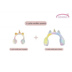 Poupée Frostyzz Licorne arc-en-ciel avec 2 cache-oreilles - 30cm