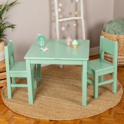 Lot de 2 Chaises Enfant en bois Vert Sauge 4-7 ans