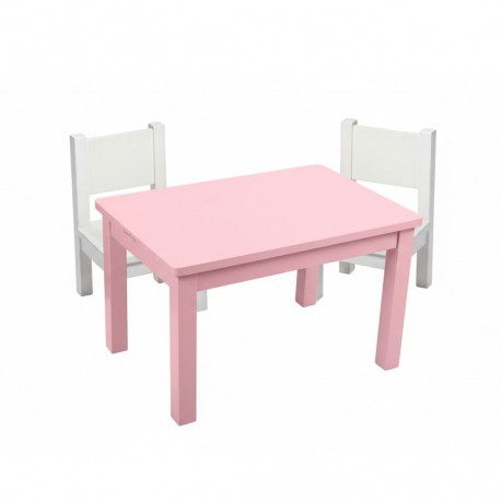 Ensemble Table et Chaises Enfant - Montessori - rose et blanc - 1-4 ans