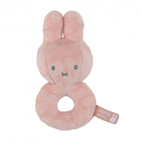 Hochet Anneau Miffy avec grelot - Flower Rose - 16 cm