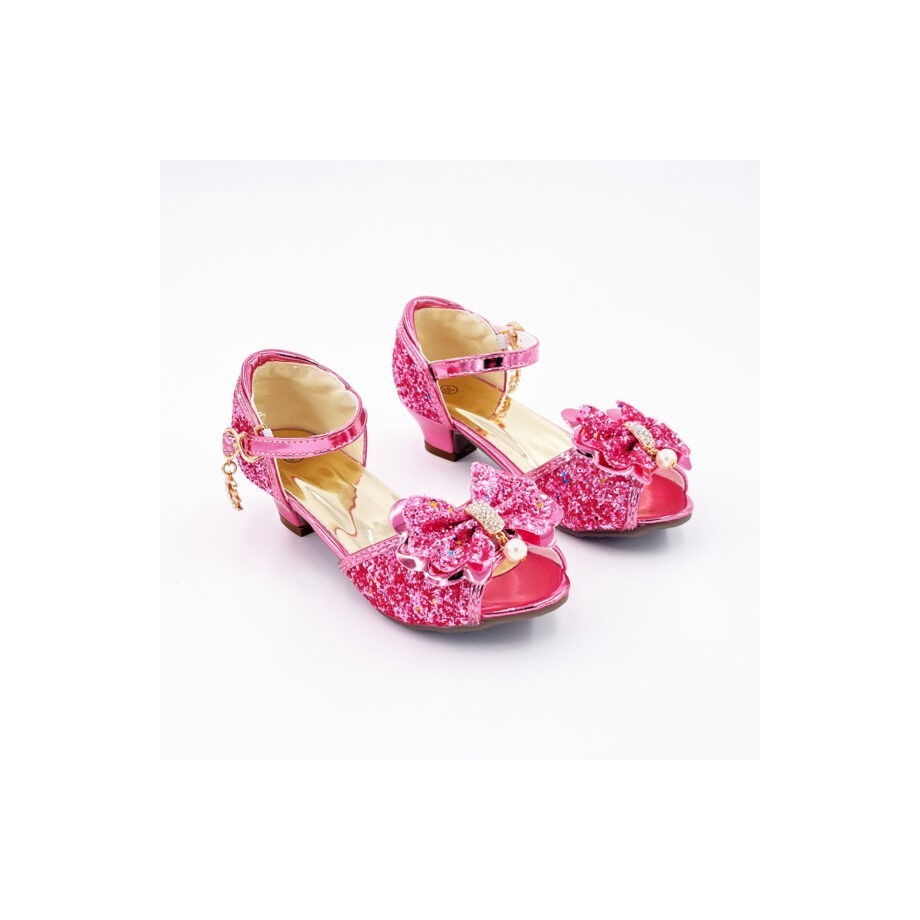 Chaussures Mules à Nœuds et Paillette Rose T27 (3-4 ans)
