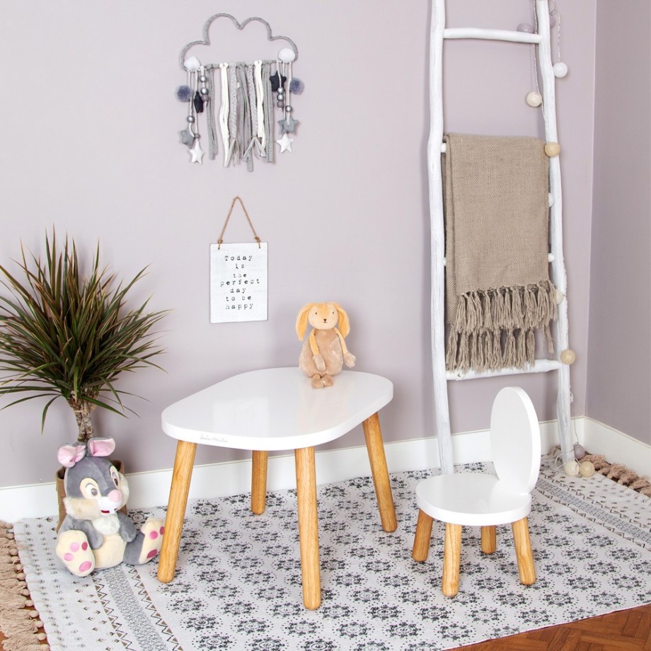 Ma première Tables enfant design OVALINE, MONTESSORI bois massif blanc