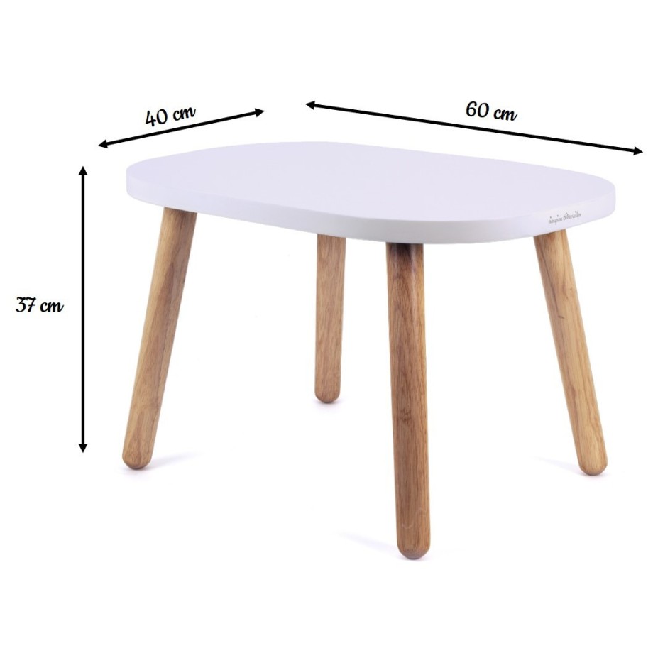 Ma première Tables enfant design OVALINE, MONTESSORI bois massif blanc