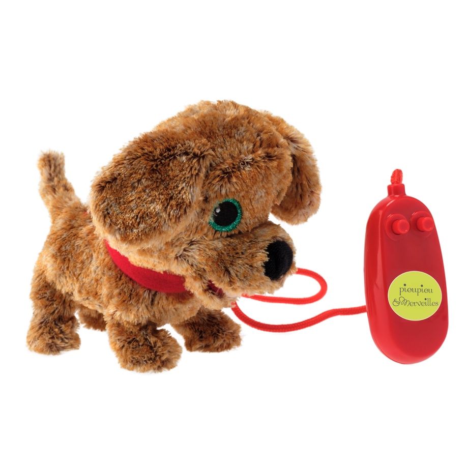 Peluche filoguidée chien Noisette marche avec moi !