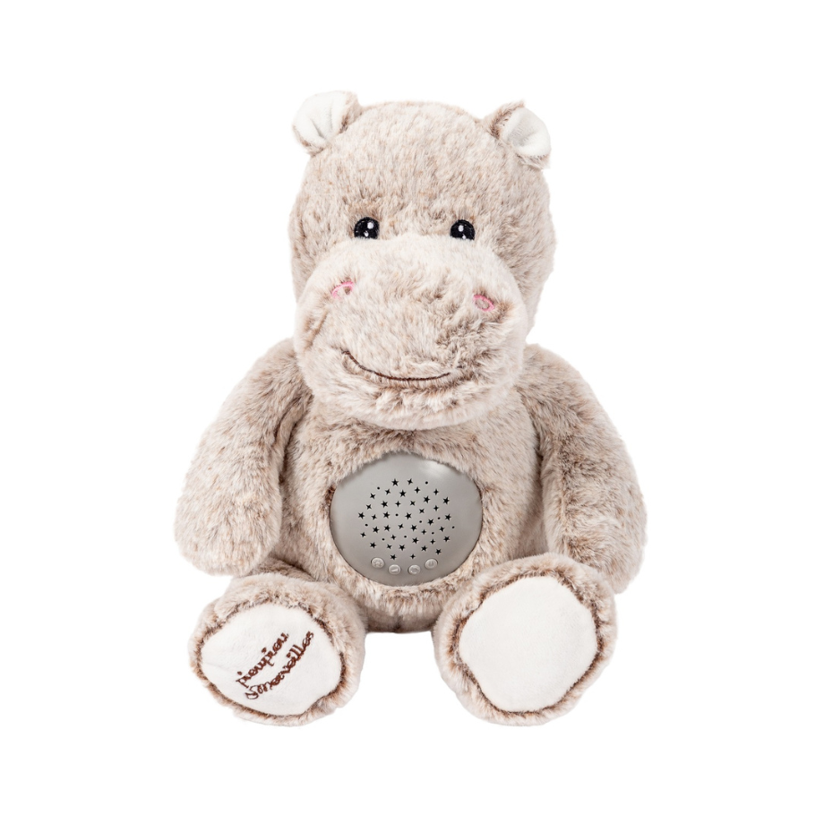 Peluche Veilleuse musicale - Projecteur d'étoiles -Léo l'Hippo