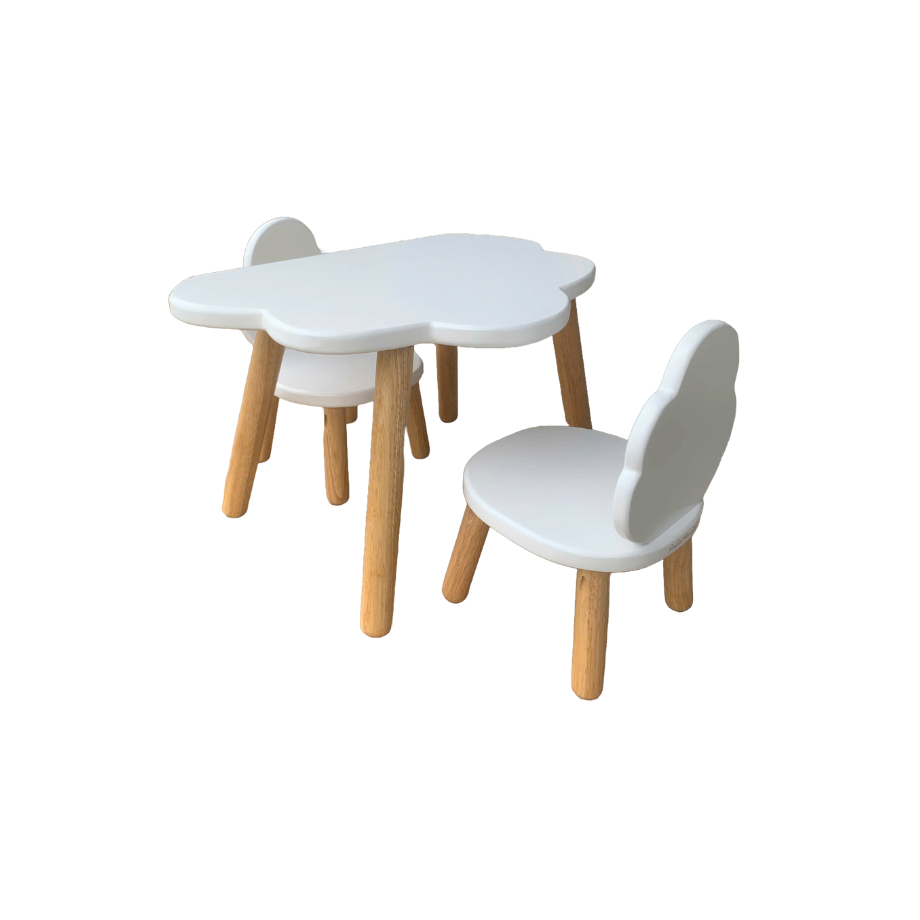 Lot de deux chaises enfant NUAGE blanc, bois massif, MONTESSORI