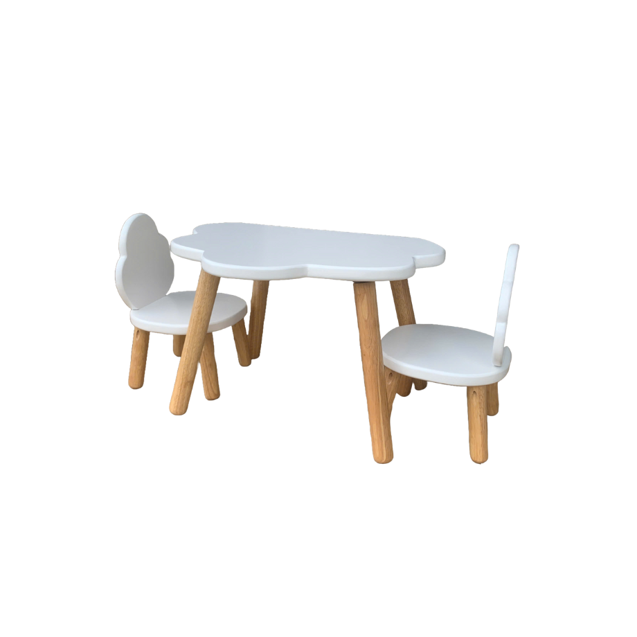 Lot de deux chaises enfant NUAGE blanc, bois massif, MONTESSORI