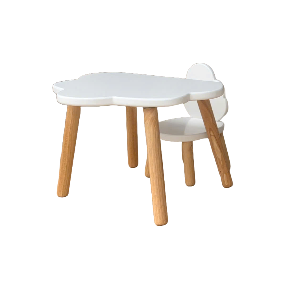 Ma première Tables enfant design NUAGE, MONTESSORI bois massif rose