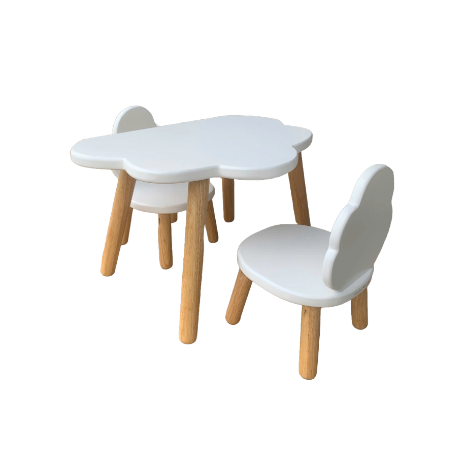 Ensemble Tables et Chaise enfant 12 mois MONTESSORI - NUAGE Blanc