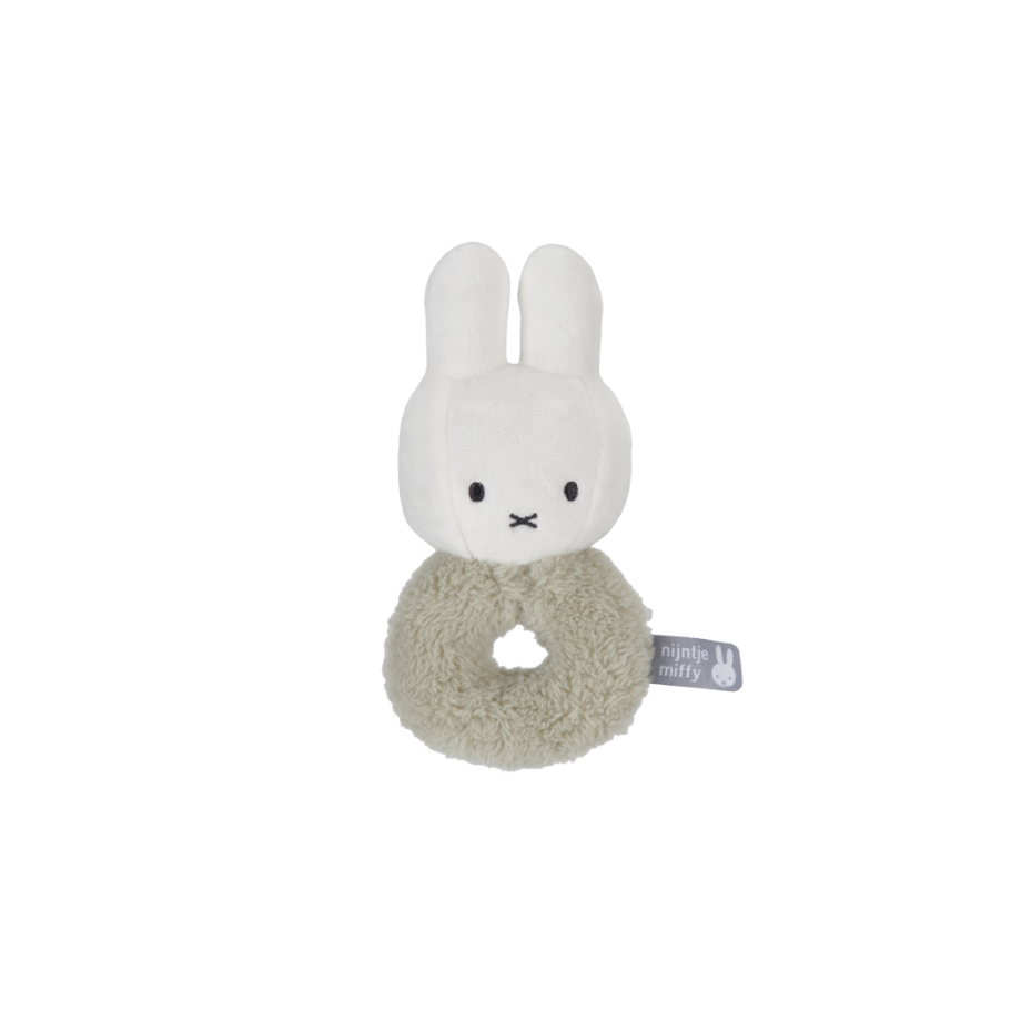 Hochet Anneau Miffy avec grelot - Fluffy Vert - 16cm