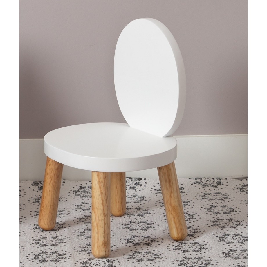 Lot de deux chaises enfant OVALINE blanc, bois massif, MONTESSORI