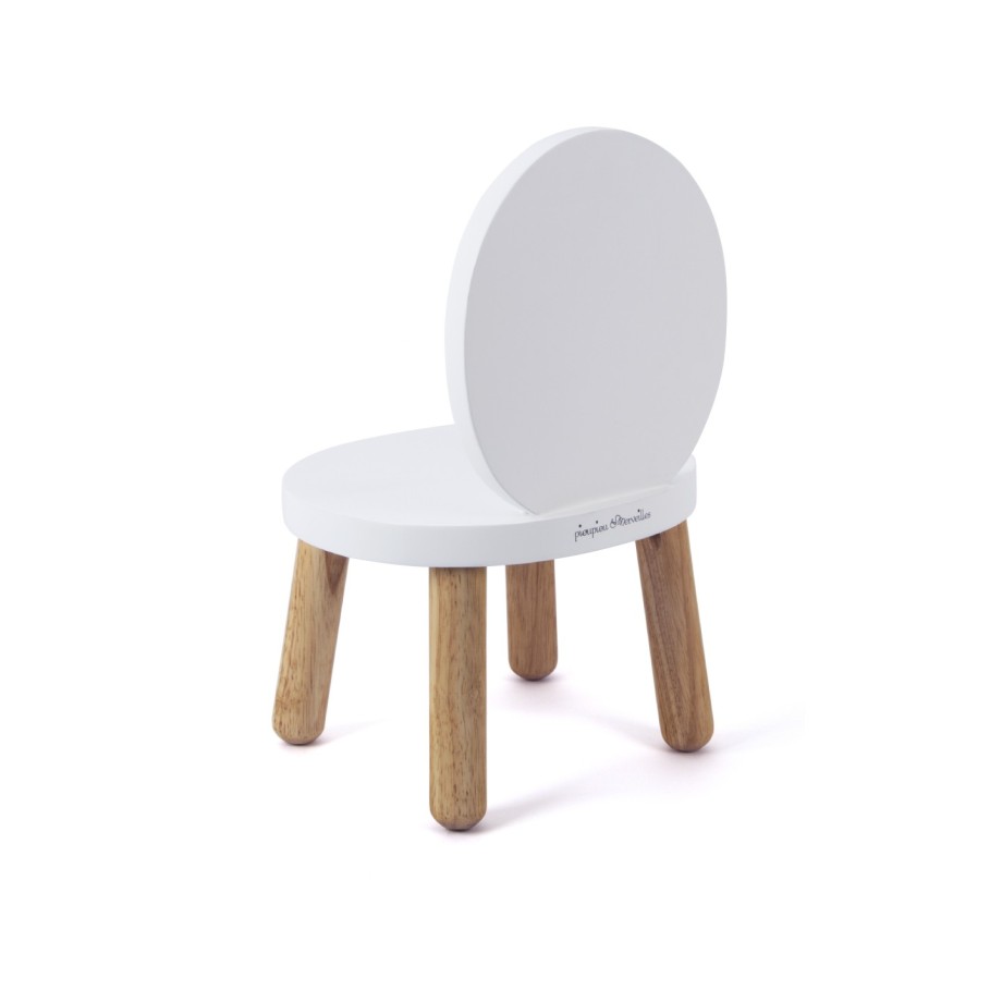 Lot de deux chaises enfant OVALINE blanc, bois massif, MONTESSORI