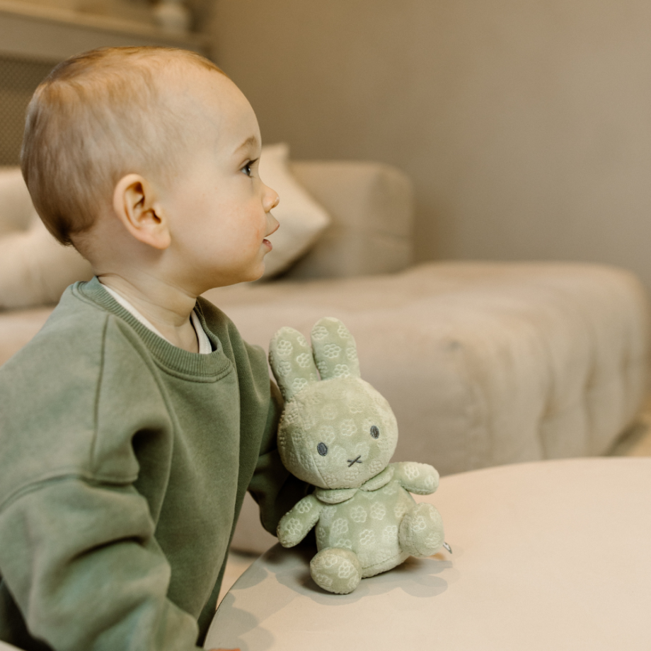 Miffy peluche Flower verte, 20cm lapin pour cadeau bébé