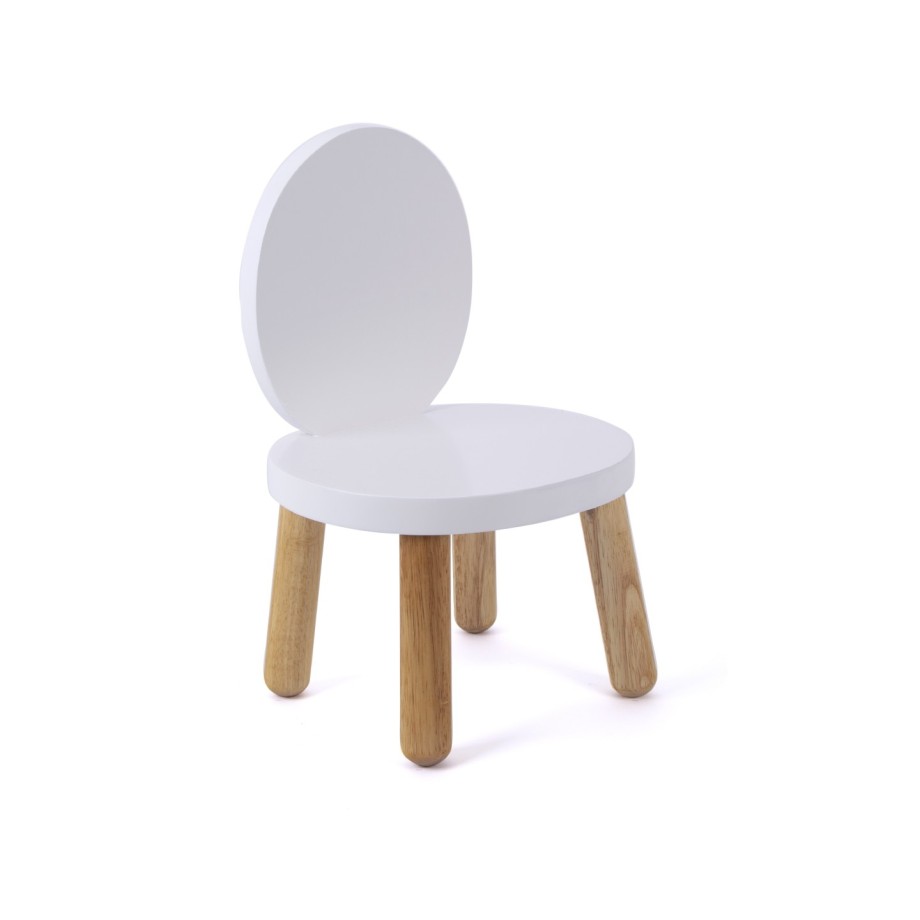 Lot de deux chaises enfant OVALINE blanc, bois massif, MONTESSORI
