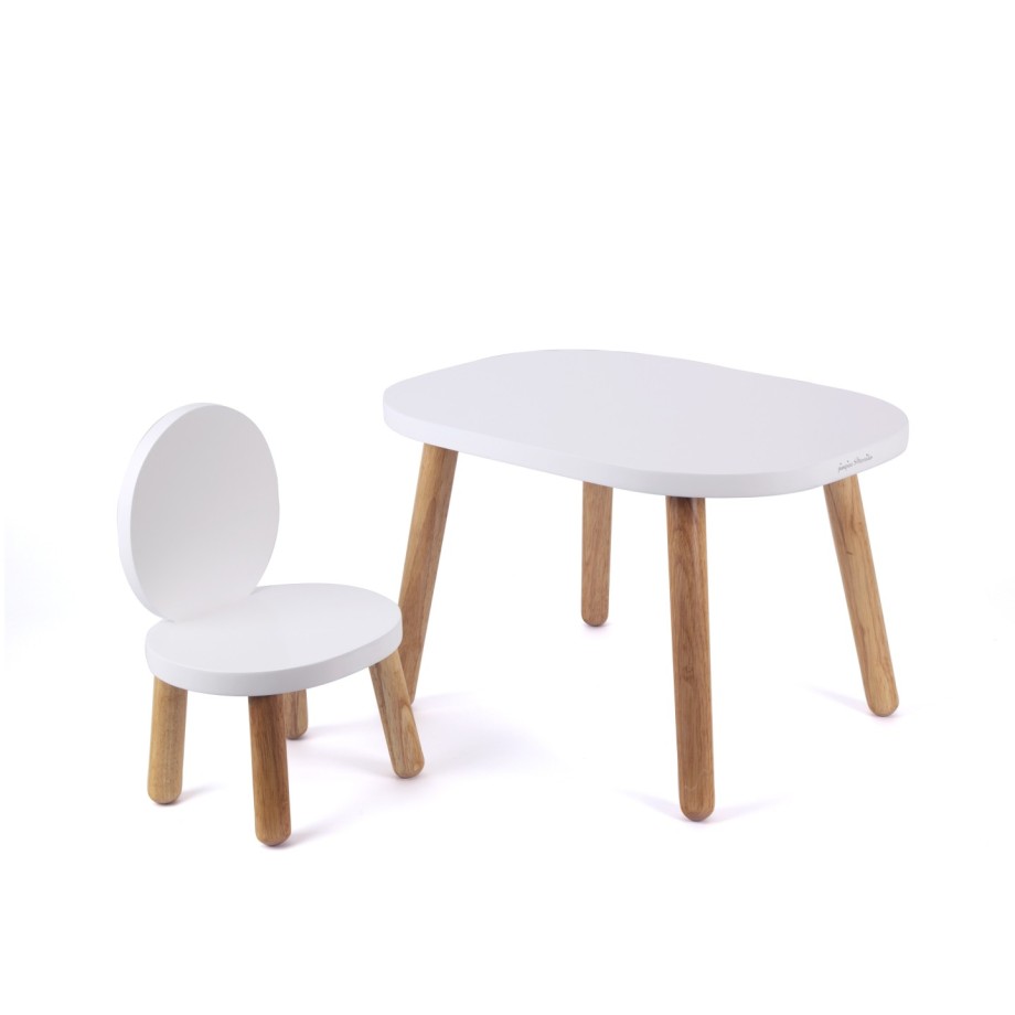 Lot de deux chaises enfant OVALINE blanc, bois massif, MONTESSORI