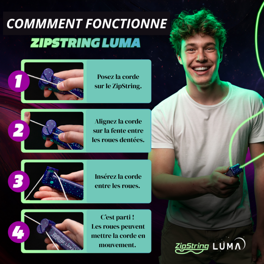 ZipString Luma, le jeu de corde qui brille dans l'obscurité !