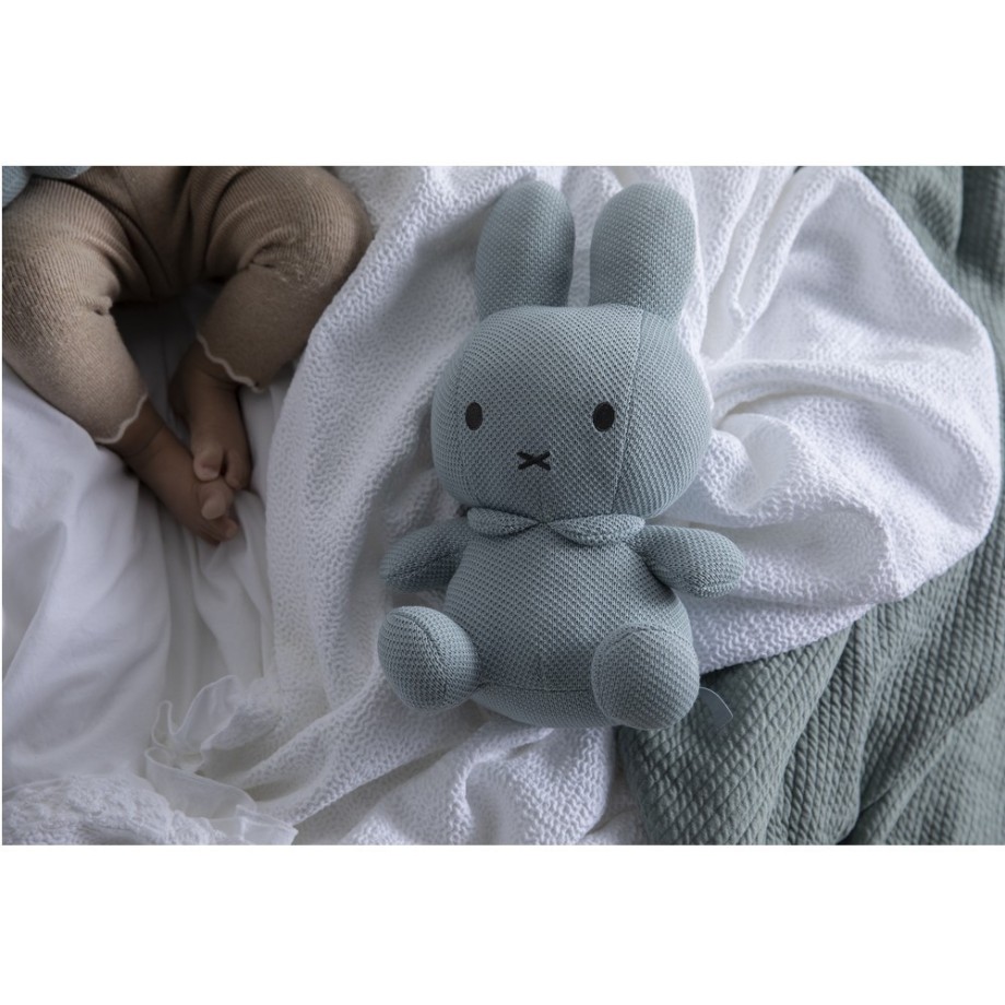 Peluche Miffy doudou lapin tricot vert amande - cadeau naissance bébé