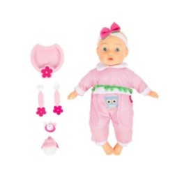 Poupon Bambolina Bébé mange - dit 50 mots - avec accessoires