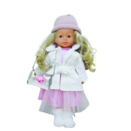 Poupée Bambolina parle et chante 46 cm - manteau blanc et accessoires