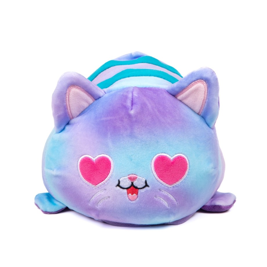 Peluche réversible Cushablez - Chat violet/bleu 22cm