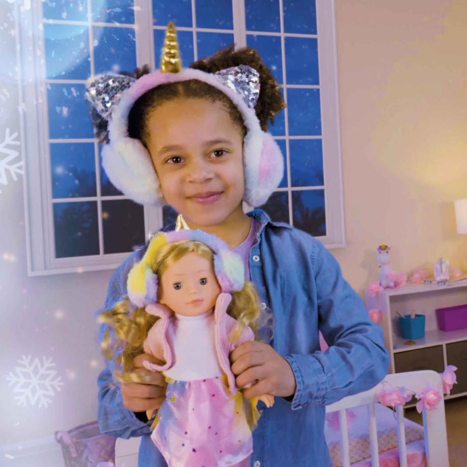 Poupée Frostyzz Licorne  - 30cm - avec cache-oreilles pour enfant