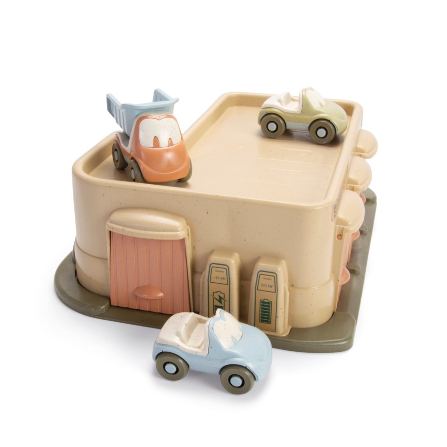Garage jouet en bioplastique avec 3 petites voitures – Dantoy