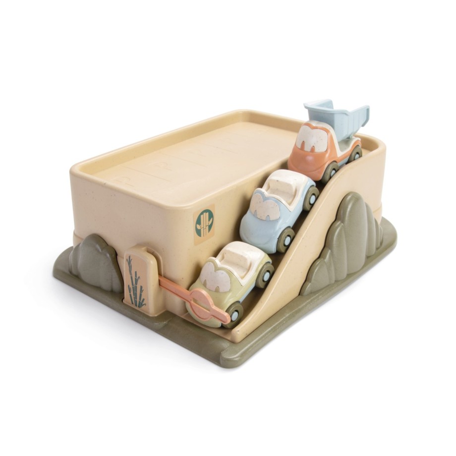 Garage jouet en bioplastique avec 3 petites voitures – Dantoy