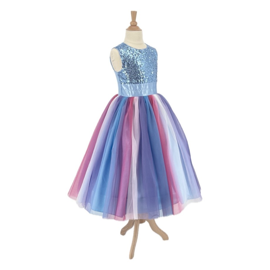 Robe de déguisement princesse fille satin et sequins