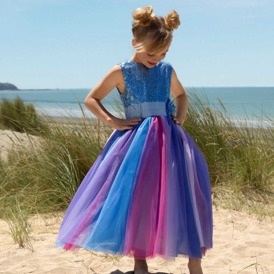 Robe de déguisement princesse fille satin et sequins