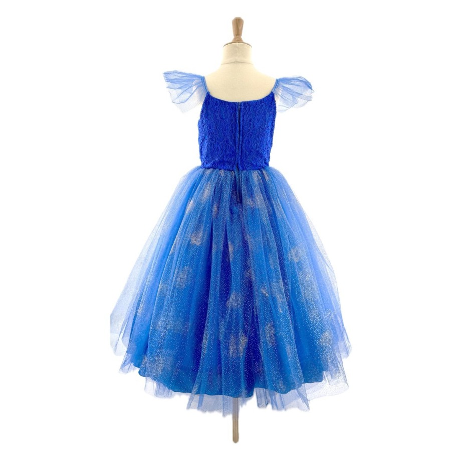 Robe de déguisement princesse fille satin et organza avec guipure et cerceau amovible