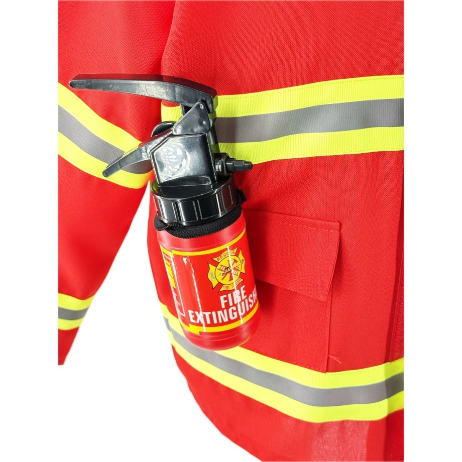 Costume pompier enfant avec veste fluo, casque rouge et accessoires Fire Rescue