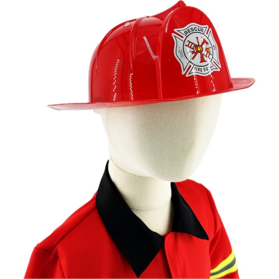 Costume pompier enfant avec veste fluo, casque rouge et accessoires Fire Rescue