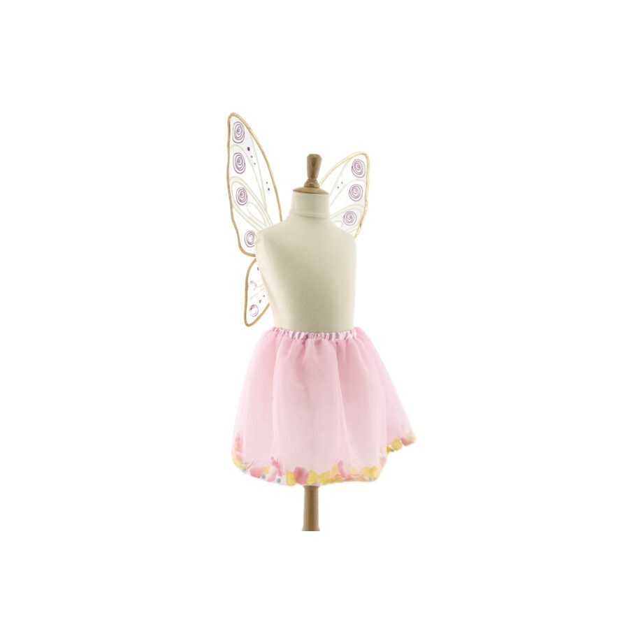 Set tutu et ailes de fée fille en tulle rose avec pétales et doublure satin