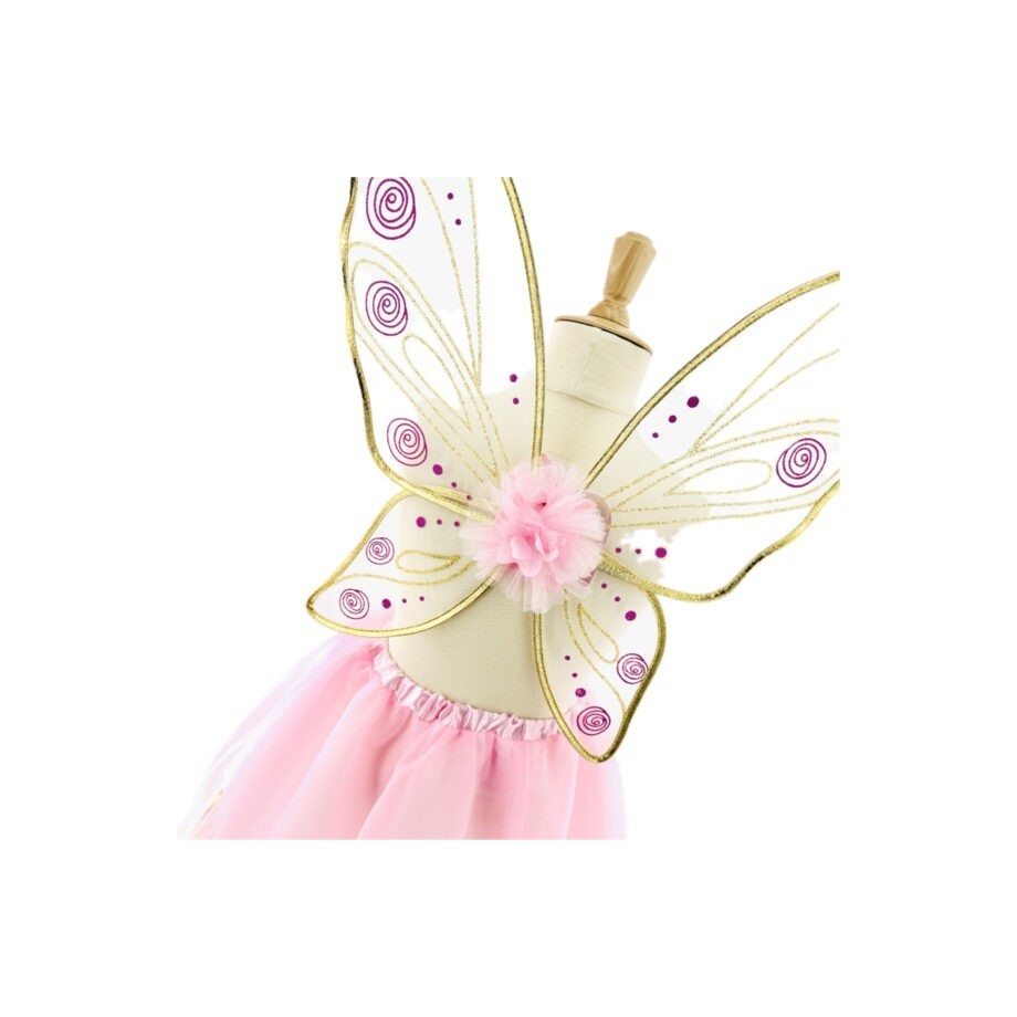 Set tutu et ailes de fée fille en tulle rose avec pétales et doublure satin