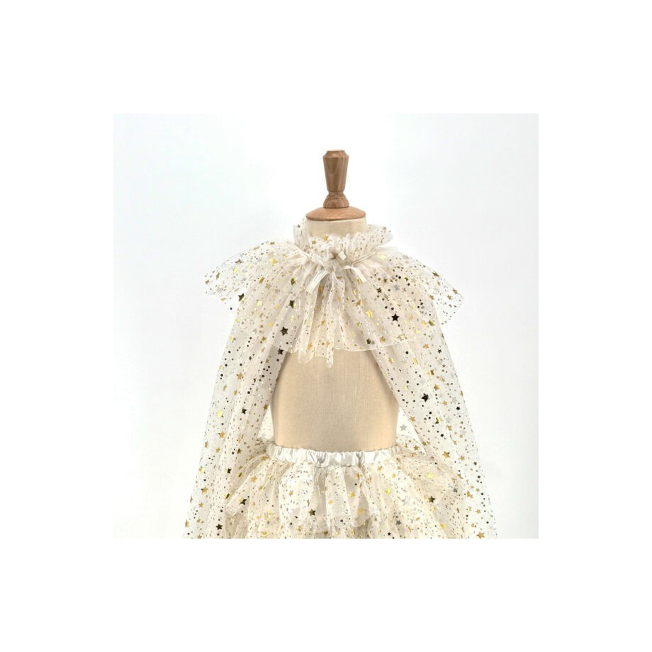 Set tutu et cape ivoire fille en tulle avec étoiles dorées (3-7 ans)
