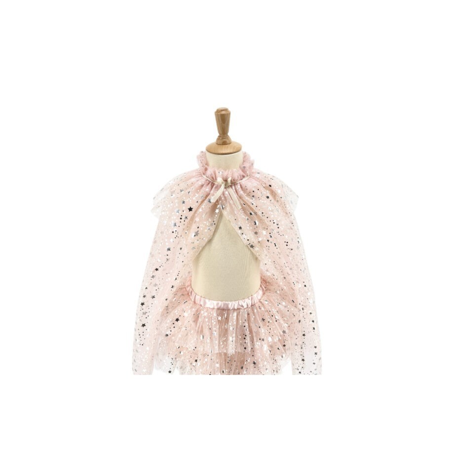 Set tutu et cape rose poudré fille en tulle avec étoiles dorées (3-7 ans)