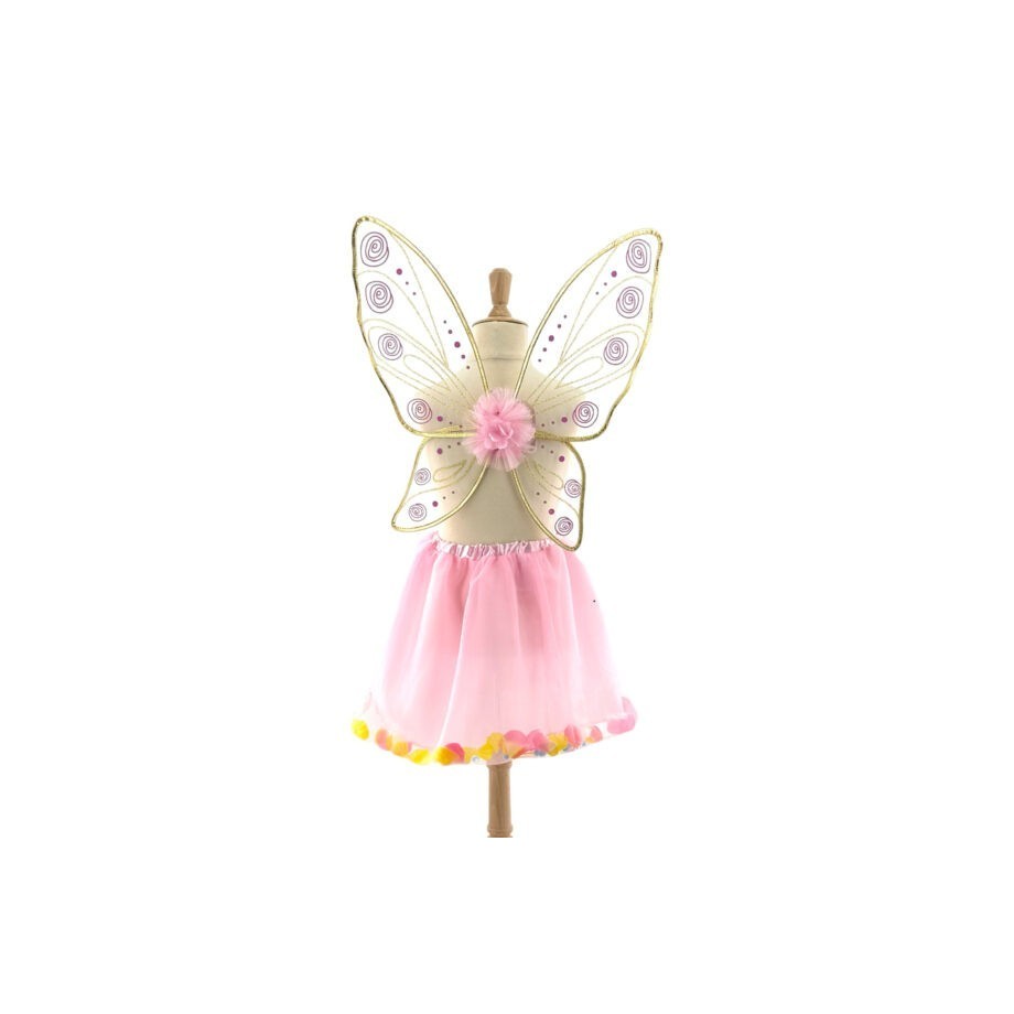 Ailes de fée fille légères avec fleur en tulle et bretelles doublées