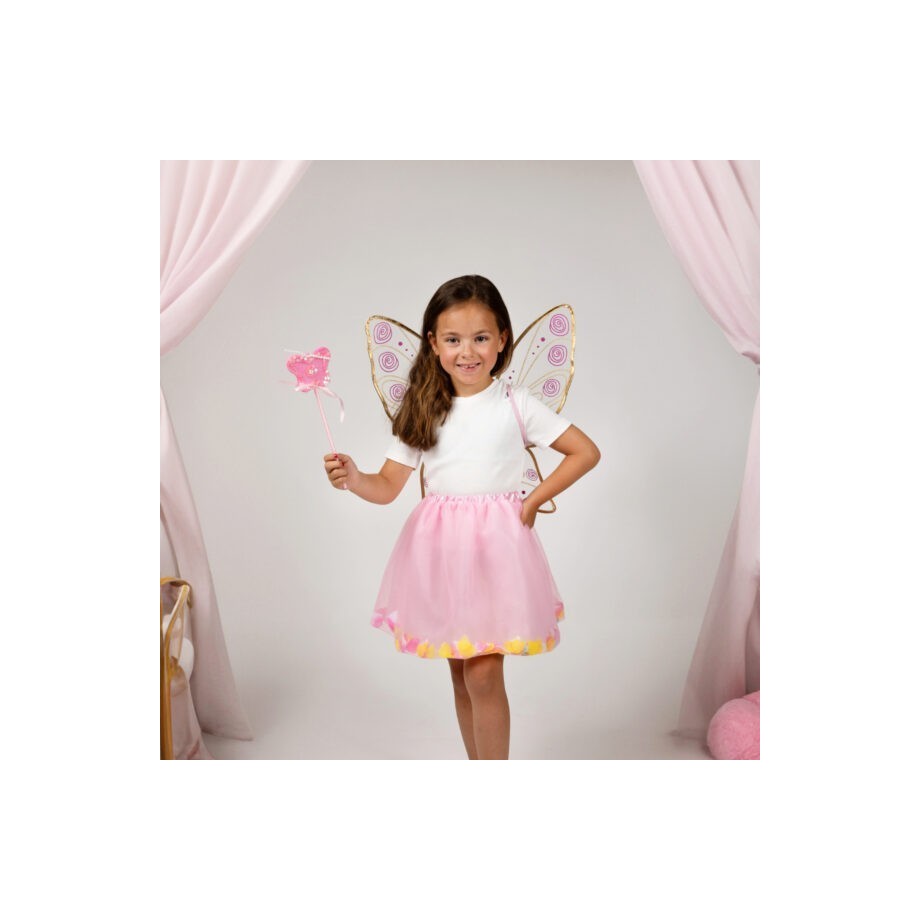 Ailes de fée fille légères avec fleur en tulle et bretelles doublées