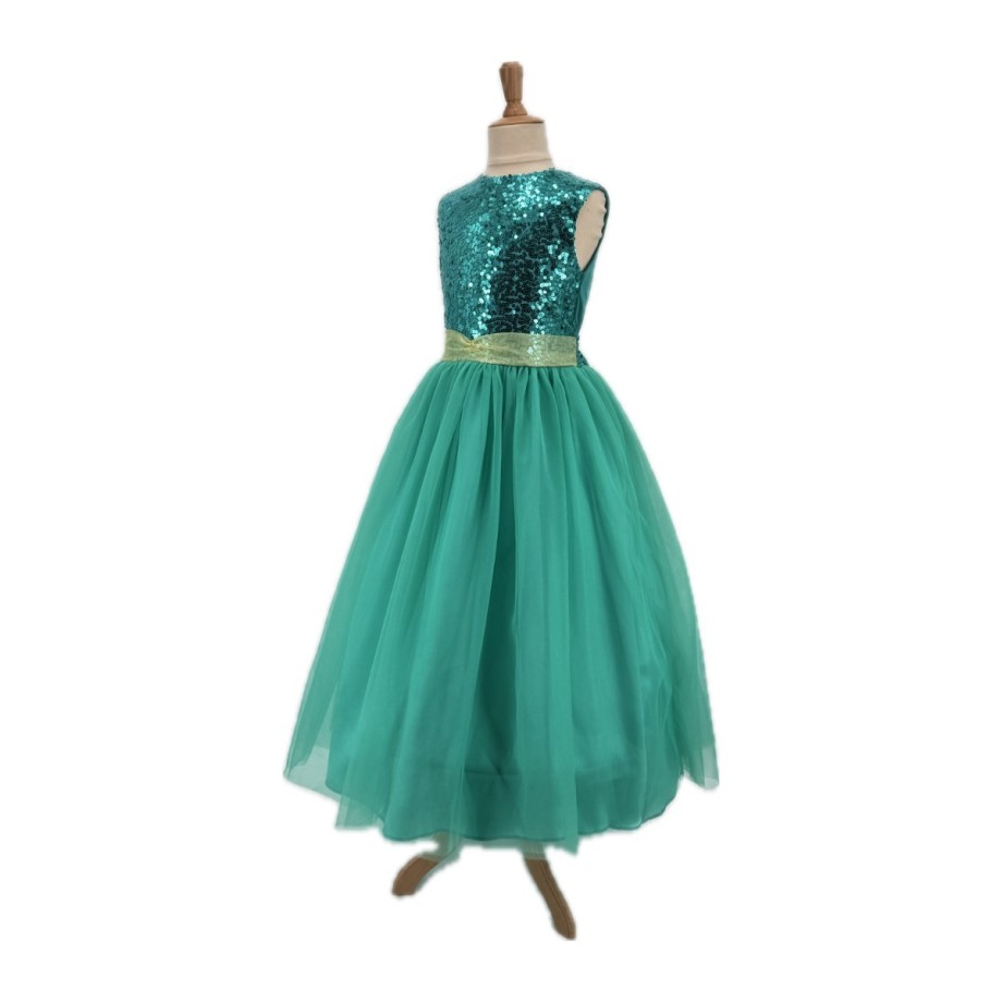 Robe de déguisement princesse fille en jersey et sequins avec jupons et cerceau amovible