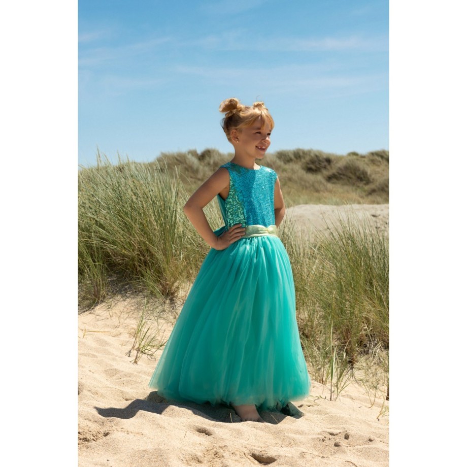 Robe de déguisement princesse fille en jersey et sequins avec jupons et cerceau amovible