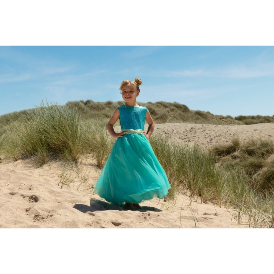 Robe de déguisement princesse fille en jersey et sequins avec jupons et cerceau amovible