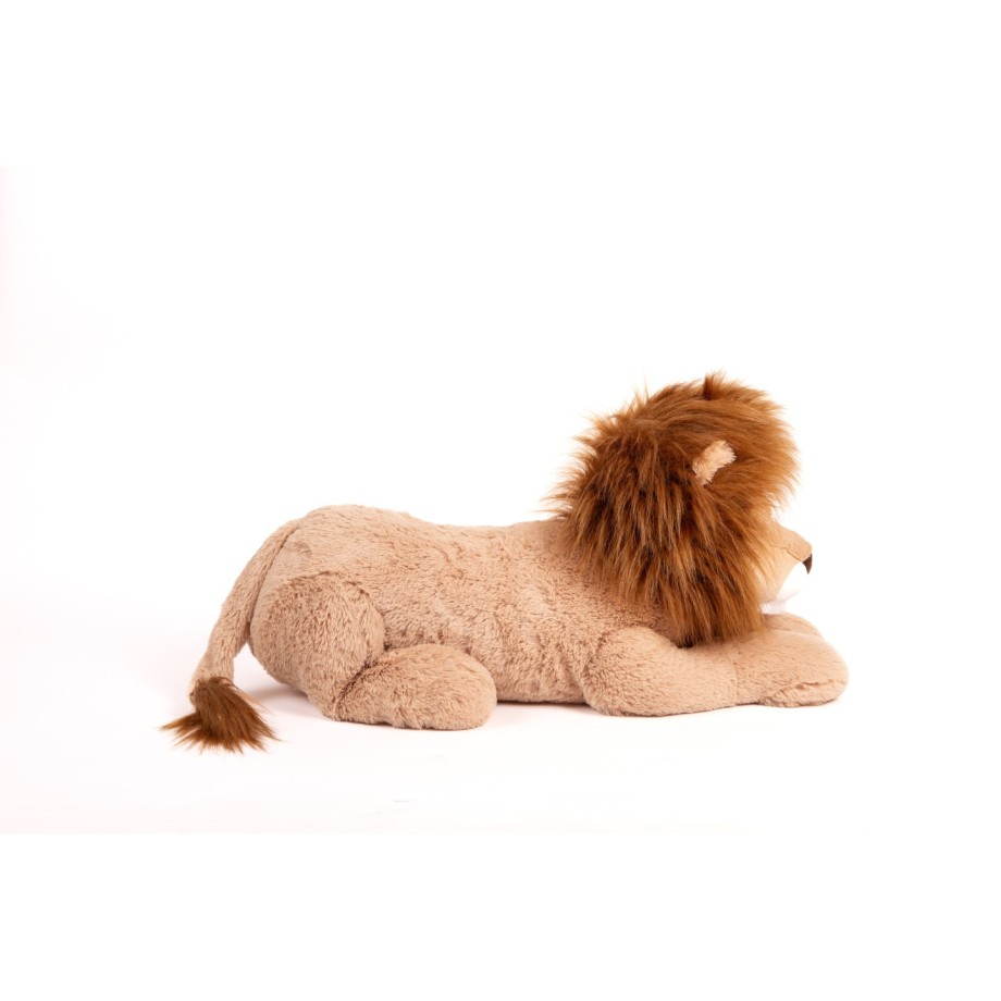 Lion allongé peluche géante 100 cm toute douce, roi des câlins