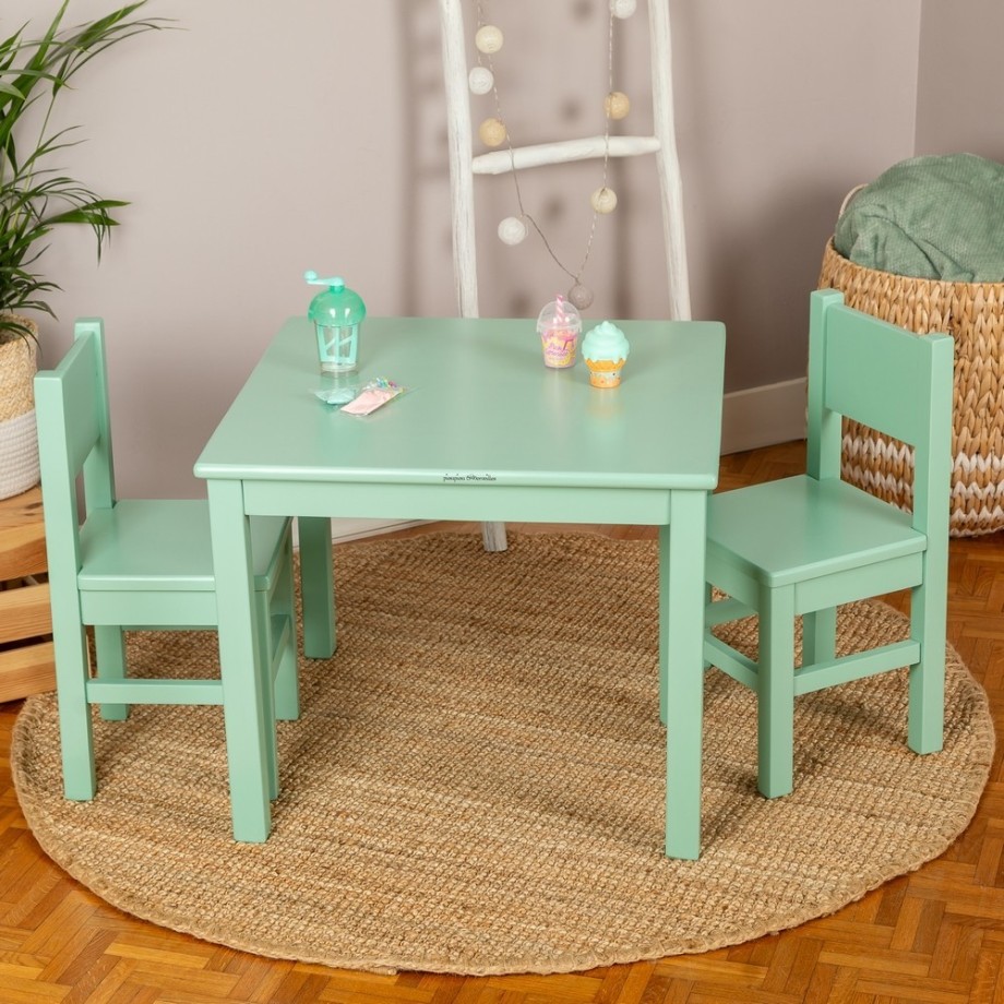 Ensemble Tables et Chaise enfant 4 -7 ans MONTESSORI – Vert sauge