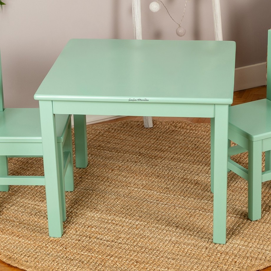 Ensemble Tables et Chaise enfant 4 -7 ans MONTESSORI – Vert sauge