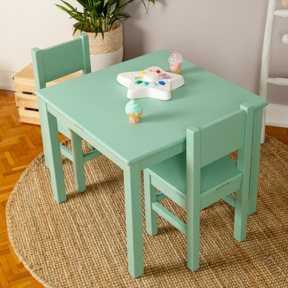 Ensemble Tables et Chaise enfant 4 -7 ans MONTESSORI – Vert sauge