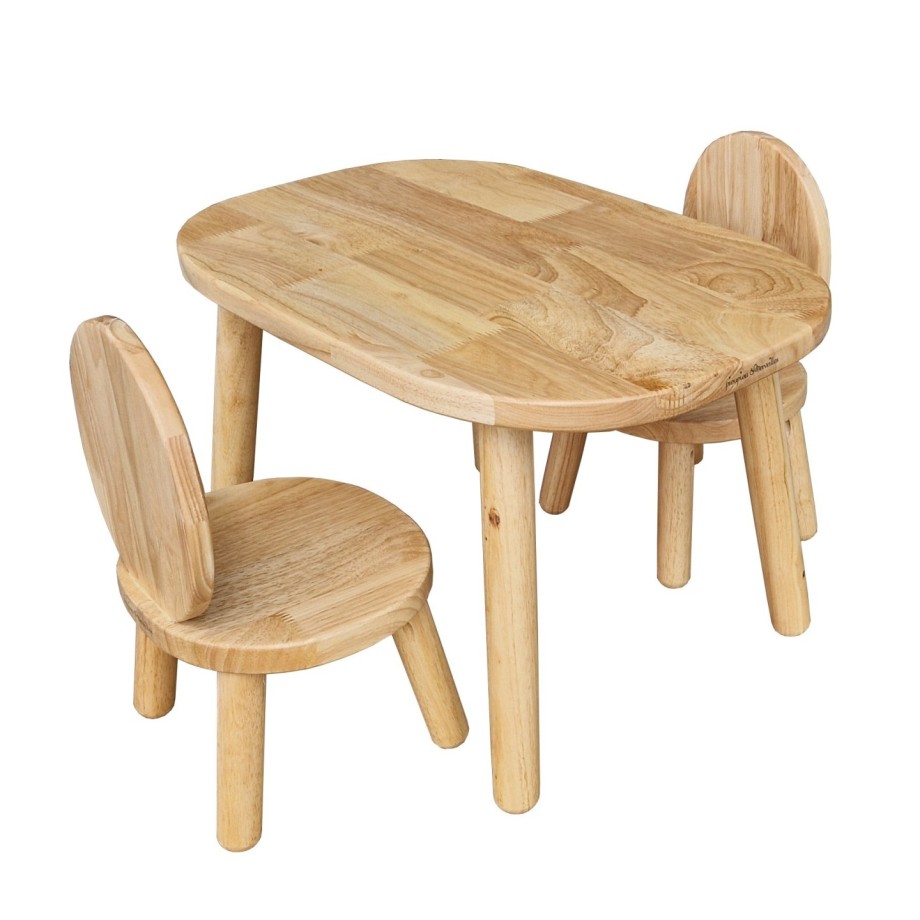 Lot de deux chaises enfant OVALINE blanc, bois massif, MONTESSORI