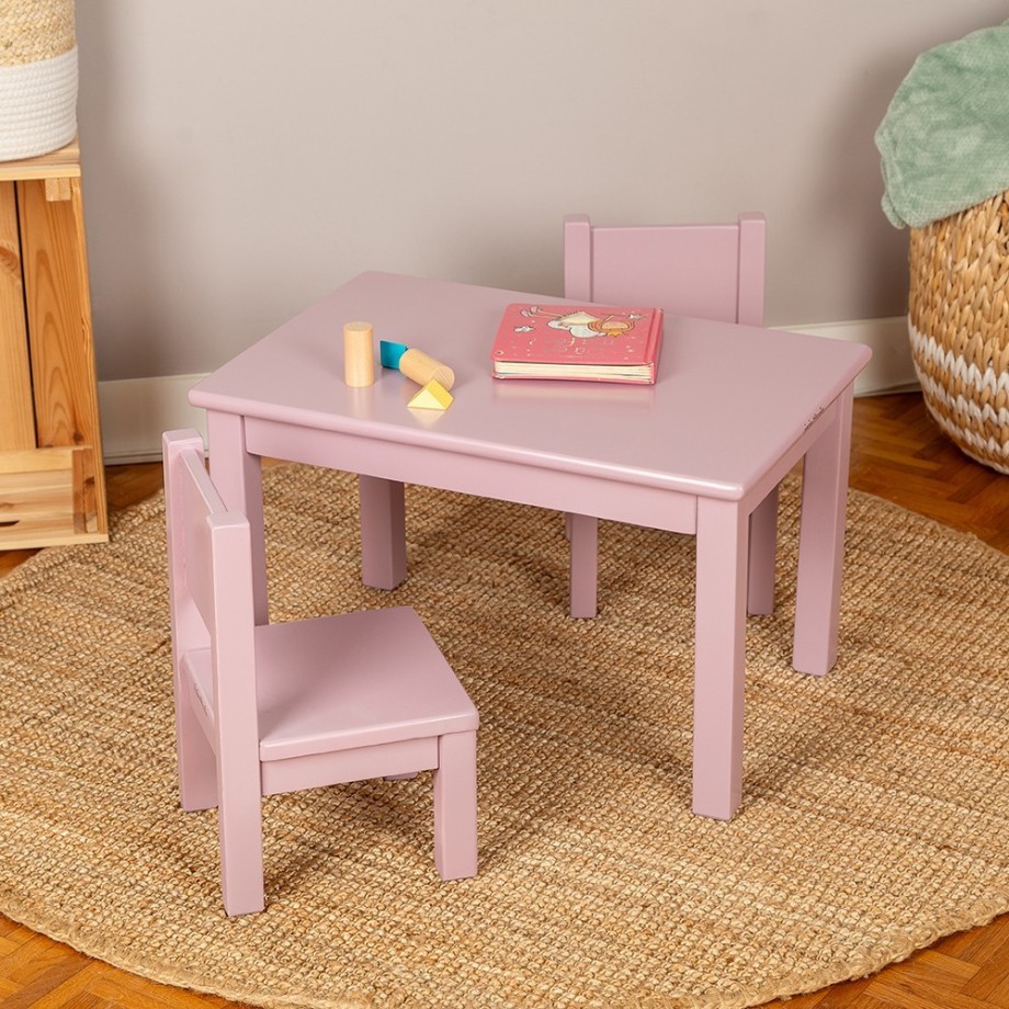 Ma première Tables enfant bois massif mauve bruyère bébé MONTESSORI