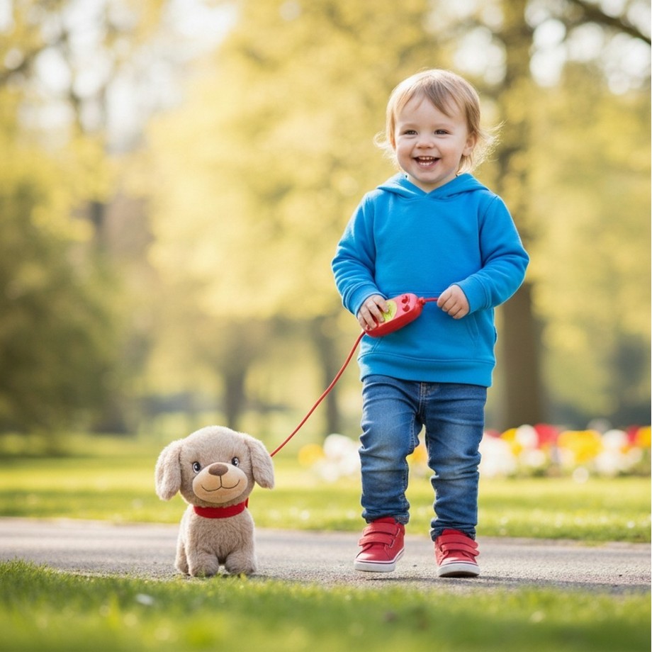 Victor chien peluche filoguidée, marche et aboie, jouet enfant 2+